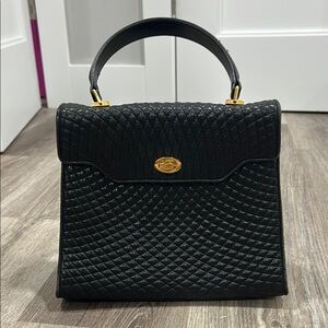 Bally Vintage Black Quilted Top Handle Bag